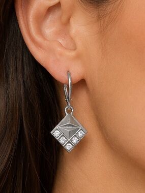 NEW - Sam Edelman Silver & Rhinestone Geometric Drop Earrings